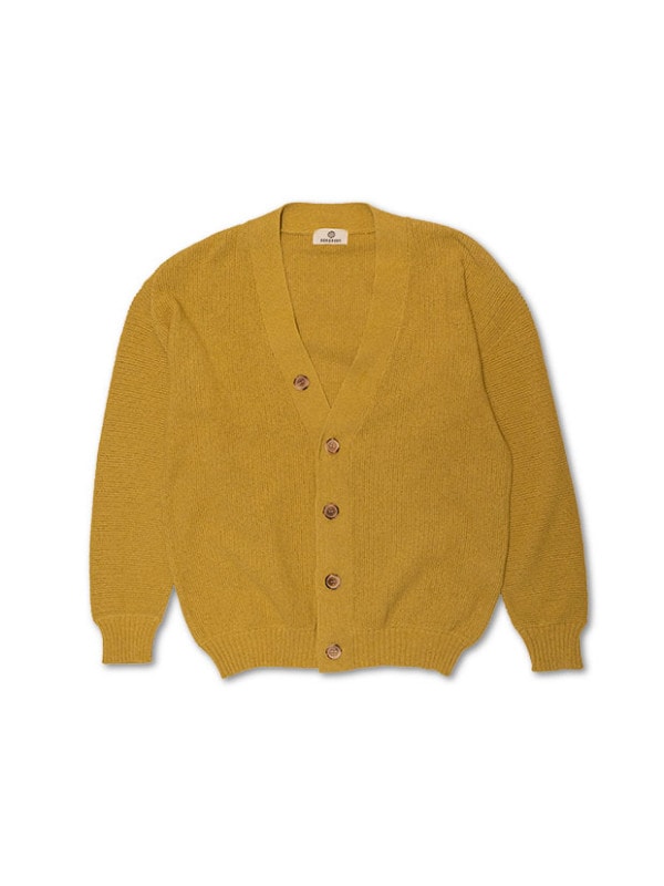 SeaGreen MOSS STITCH KNIT CARDIGAN / MUSTARD