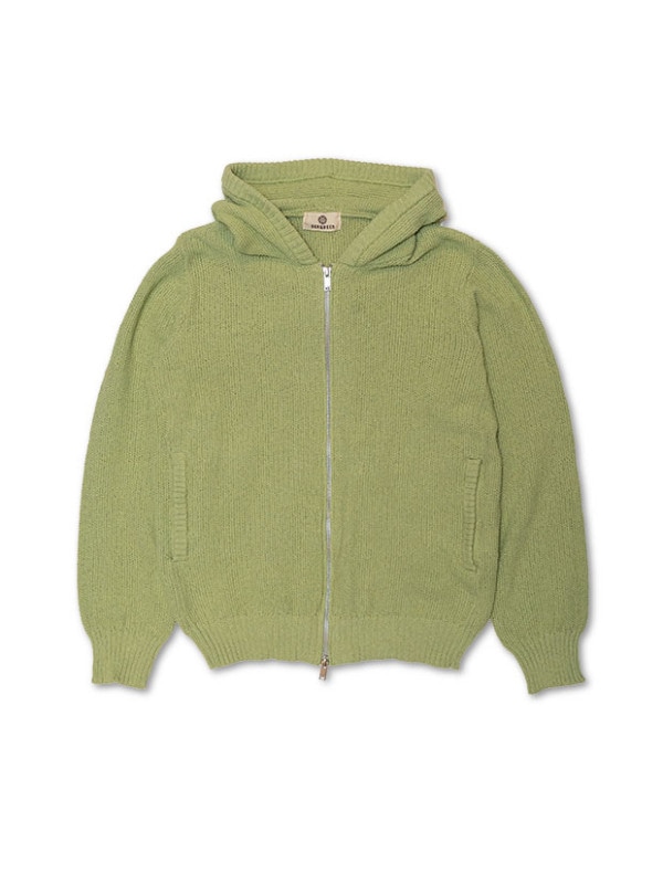 SeaGreen MOSS STITCH KNIT HOODIE / GREEN