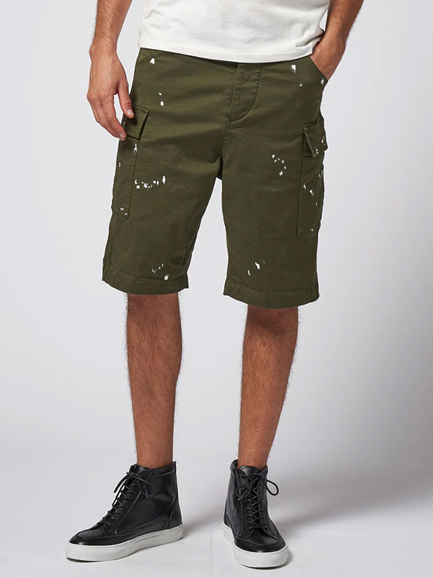 wjk paint cargo shorts / khaki