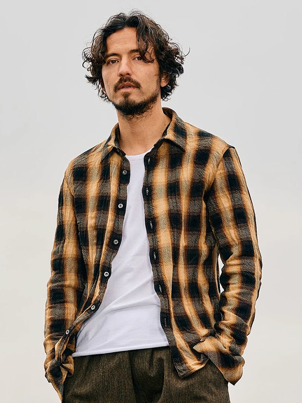 wjk twist wrinkle check / yellow