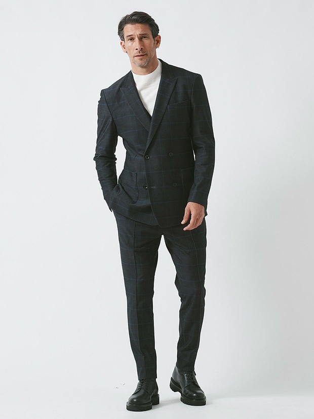 junhashimoto ACTIVE CLASSIC W JACKET and ONE TUCK PANTS / NAVY CHECK