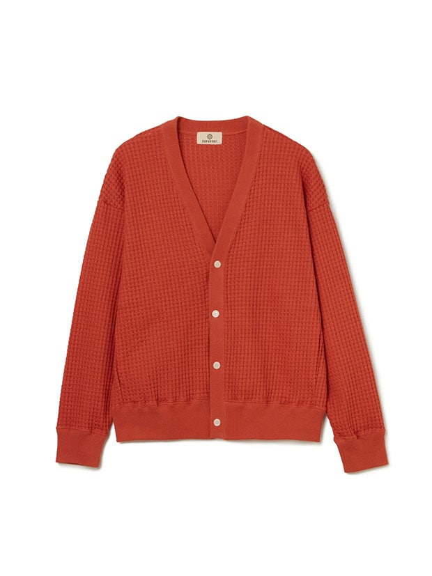 SeaGreen BIG WAFFLE CARDIGAN / ORANGE
