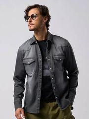 wjk light crash western shirts / charcoal