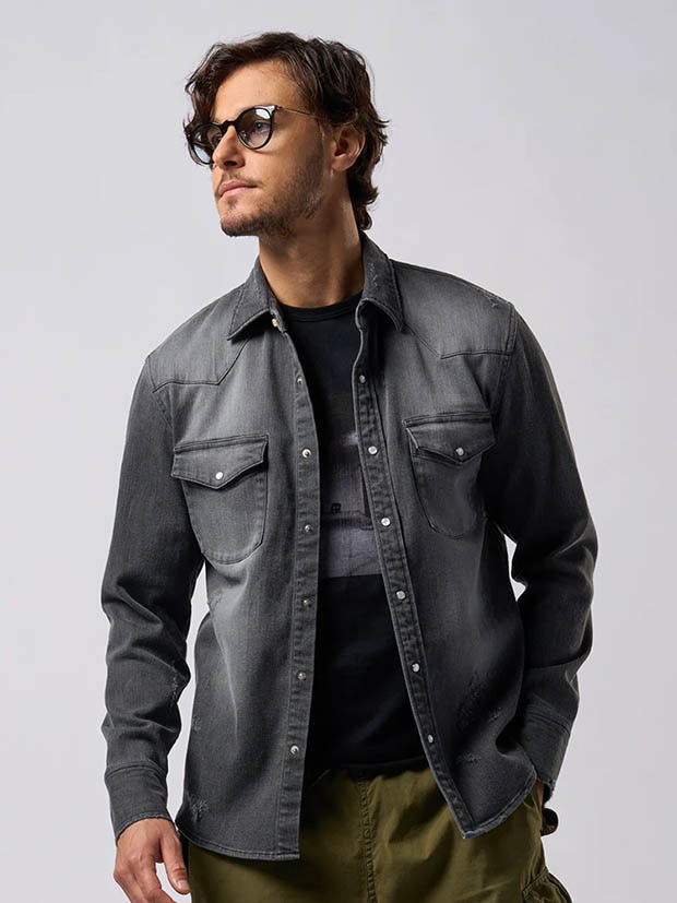 wjk light crash western shirts / charcoal
