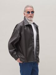 junhashimoto MEGA BIG LEATHER SHIRTS /  BROWN