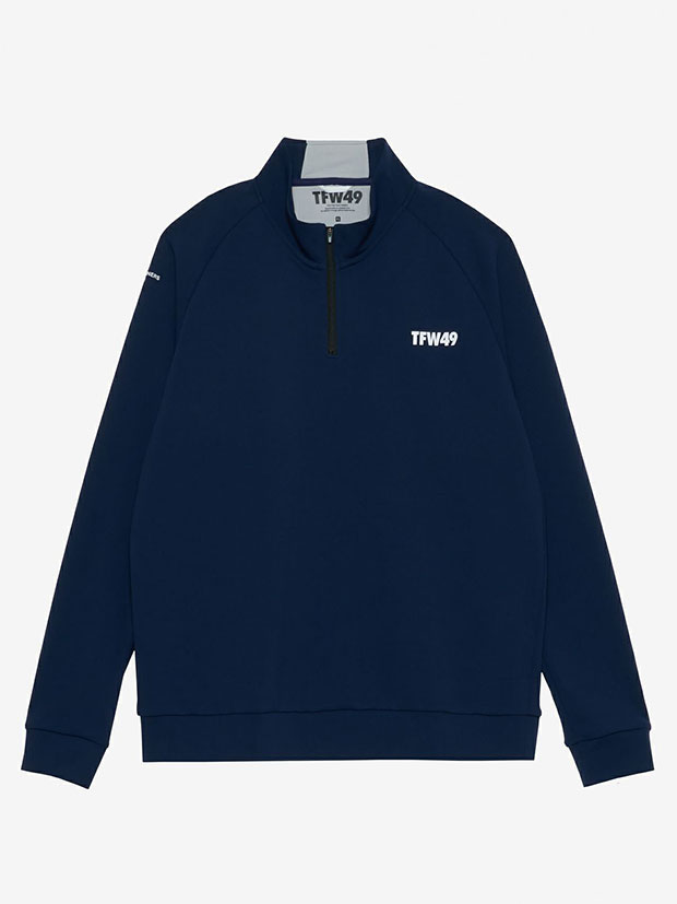 TFW49 MOCK NECK HALF ZIP L/S TEE / NAVY