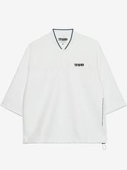 TFW49 COLLAR LESS 7SLEEVE HALF ZIP POLO / WHITE