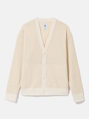 SeaGreen BIG WAFFLE CARDIGAN / CREAM