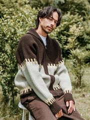 SeaGreen ROCKY MERINO KNIT COWICHAN / BROWN