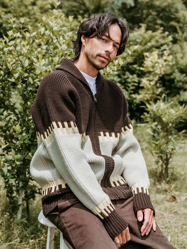 SeaGreen ROCKY MERINO KNIT COWICHAN / BROWN