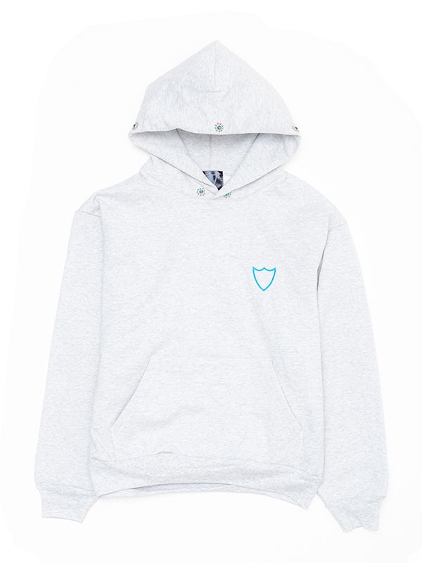 HTC SWEAT SHIRT #LAAP FLOWER STONE ON THE HOOD / ASH