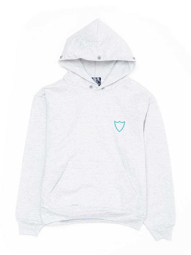 HTC SWEAT SHIRT #LAAP FLOWER STONE ON THE HOOD / ASH