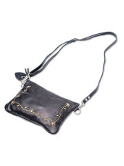 HTC BLACK LEATHER SACOCHE #SN33 TQ BLACK/BRASS