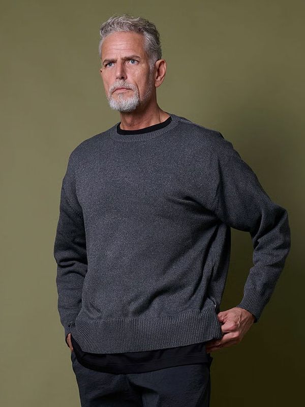 junhashimoto ZIP SLIT KNIT L/S / CHARCOAL