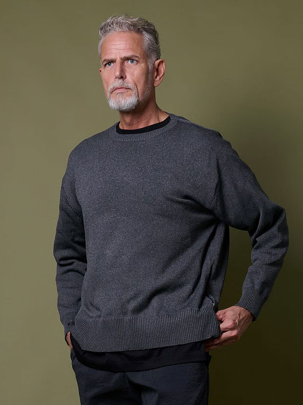 junhashimoto ZIP SLIT KNIT L/S / CHARCOAL