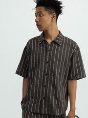 SeaGreen ANCHOR STRIPE SHIRT / BROWN