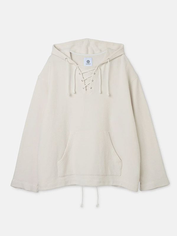 SeaGreen CRATER LACEUP HOODIE / IVORY