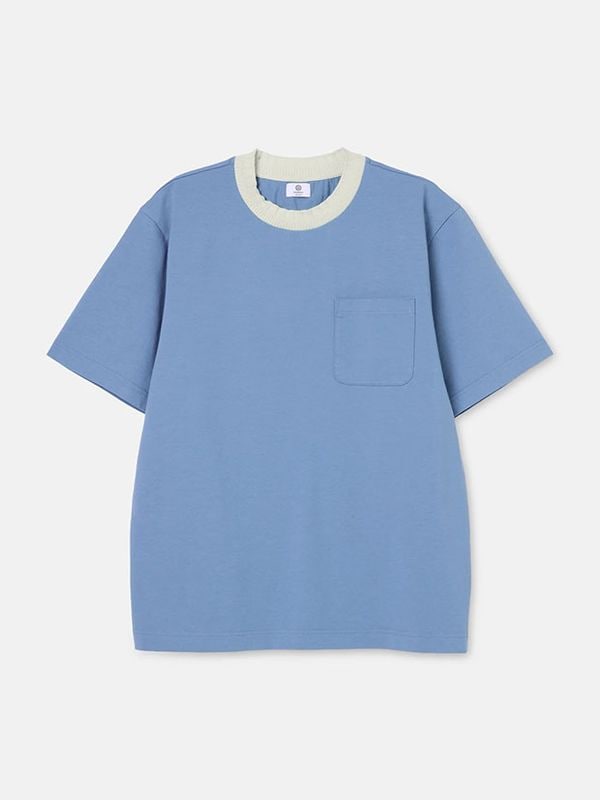 SeaGreen KNIT RIB T-SHIRT / SAX