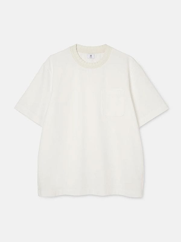 SeaGreen KNIT RIB T-SHIRT / WHITE