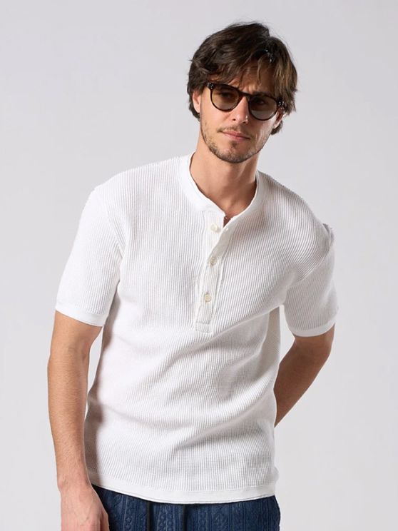 wjk waffle henley  / white