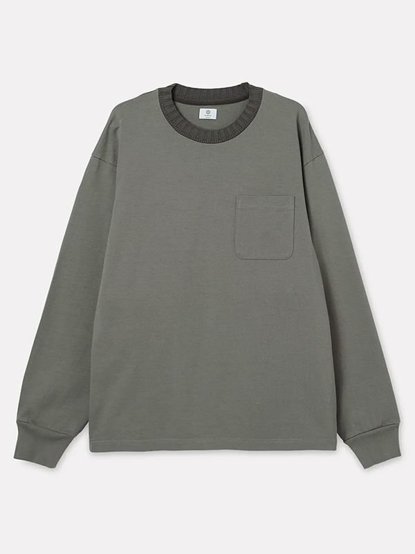 Seagreen HEAVY JERSEY RIB L/S T-SHIRT / GREIGE