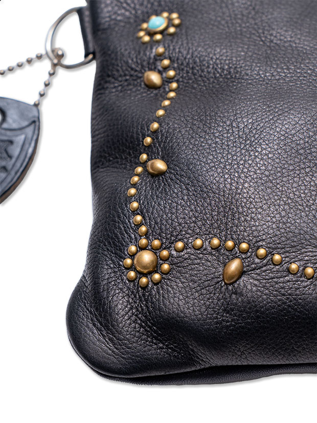 HTC BLACK LEATHER SACOCHE #SN33 TQ BLACK/BRASS | HTC BLACK