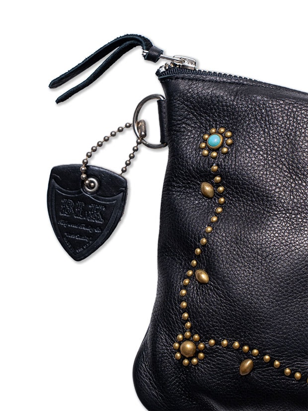 HTC BLACK LEATHER SACOCHE #SN33 TQ BLACK/BRASS | HTC BLACK