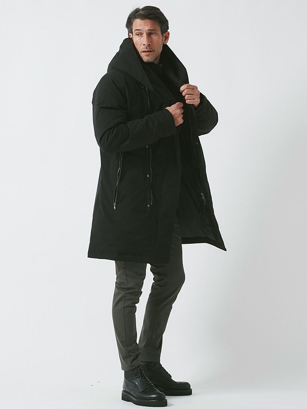 junhashimoto WRAP DOWN COAT / BLACK