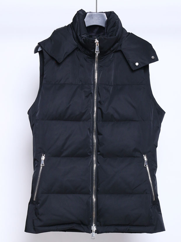 wjk simple hooded down vest BLACK