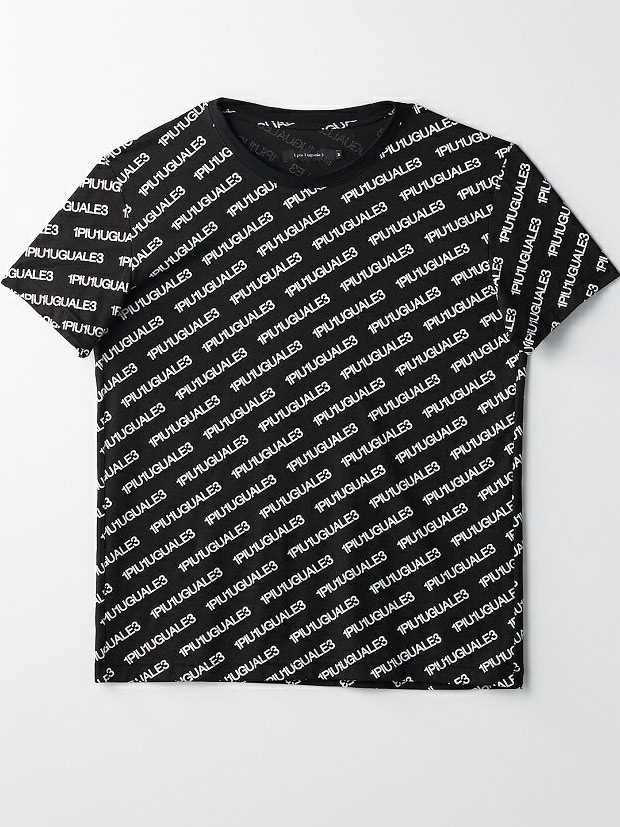 1PIU1UGUALE3 S/S BIAS LOGO CREW / BLACK