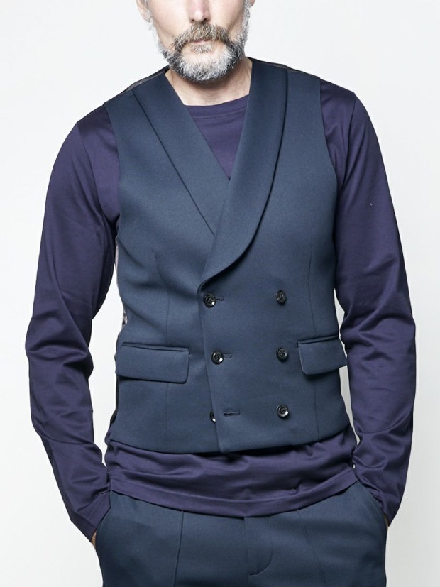 junhashimoto SHAWL LAPEL VEST / NAVY