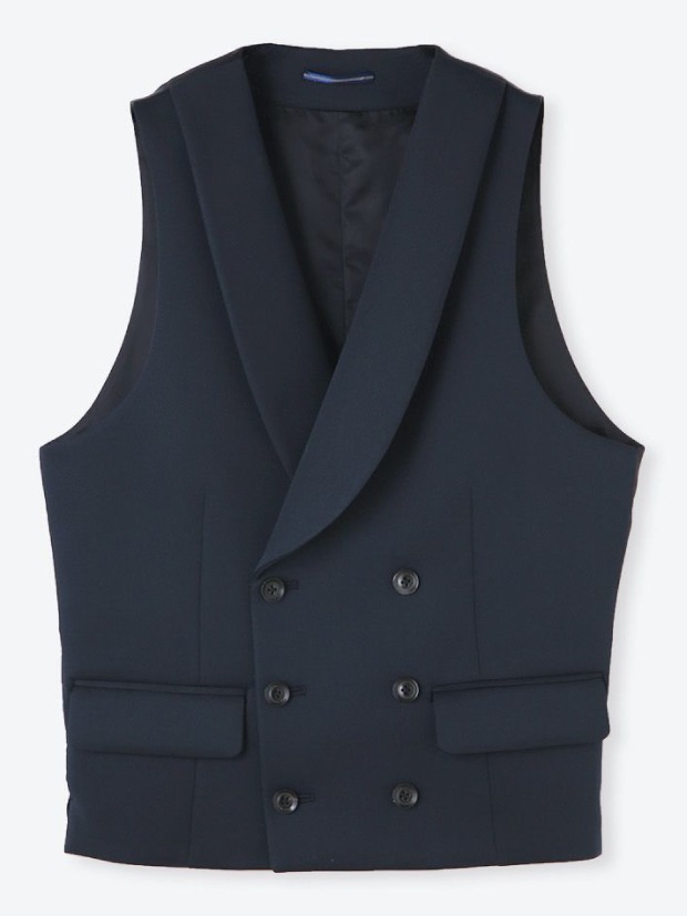 junhashimoto SHAWL LAPEL VEST / NAVY