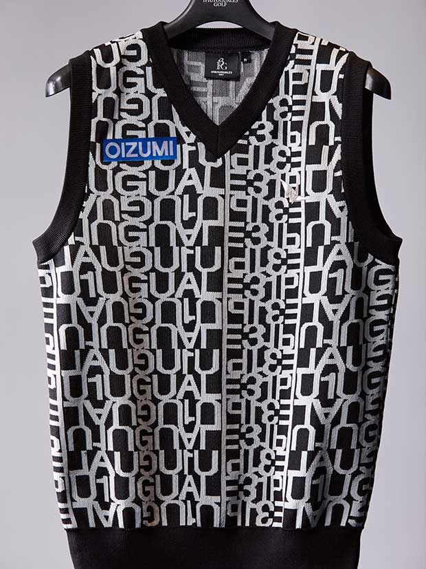 1PIU1UGUALE3 113GOLF FOR SHINGO KATAYAMA PLAIN VEST CREW NECK / BLACK