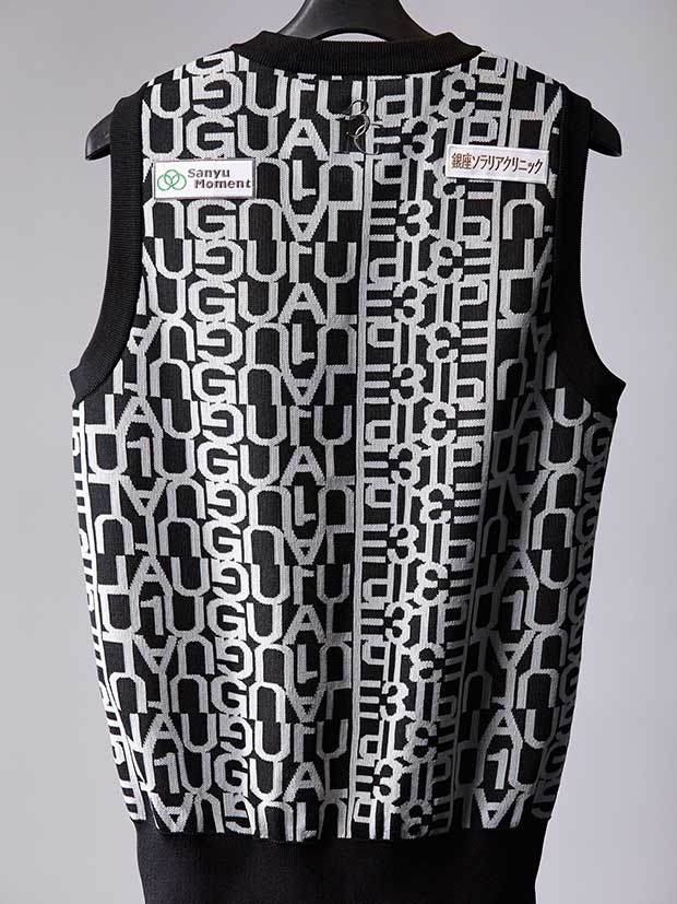 1PIU1UGUALE3 113GOLF FOR SHINGO KATAYAMA PLAIN VEST CREW NECK / BLACK