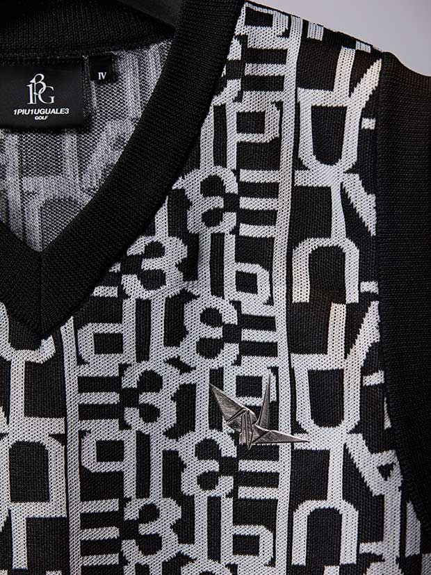 1PIU1UGUALE3 113GOLF FOR SHINGO KATAYAMA PLAIN VEST CREW NECK / BLACK