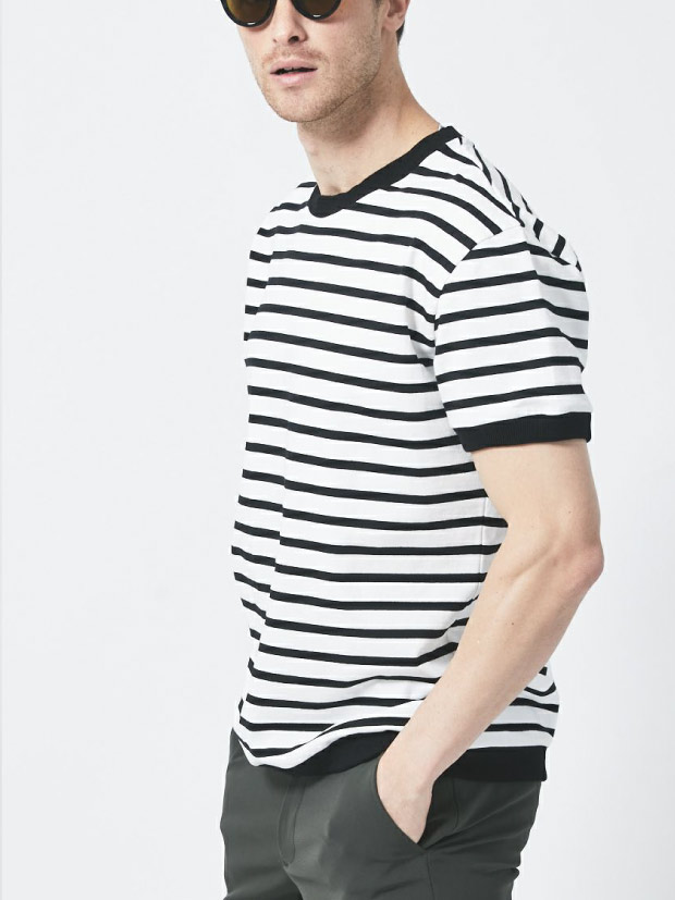 junhashimoto CU18STRIPE CREW NECK / BKxWH
