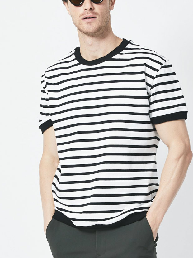 junhashimoto CU18STRIPE CREW NECK / BKxWH