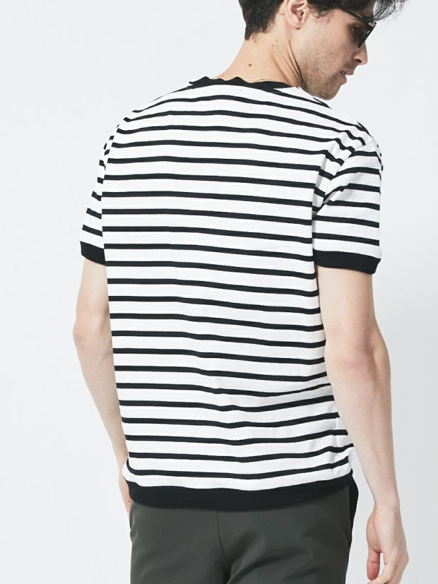 junhashimoto CU18STRIPE CREW NECK / BKxWH