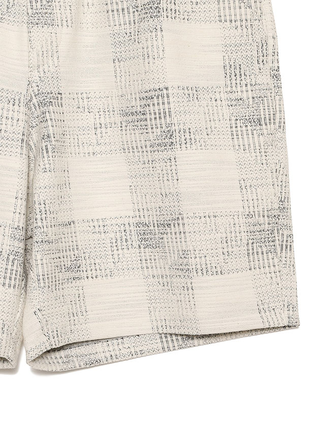 SeaGreen SLAB YARN CHECK SHORTS / GRAY