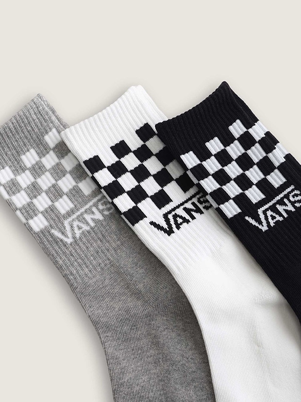 VANS CLASSIC CHECK CREW 3P SOX / BLACK/WHITE