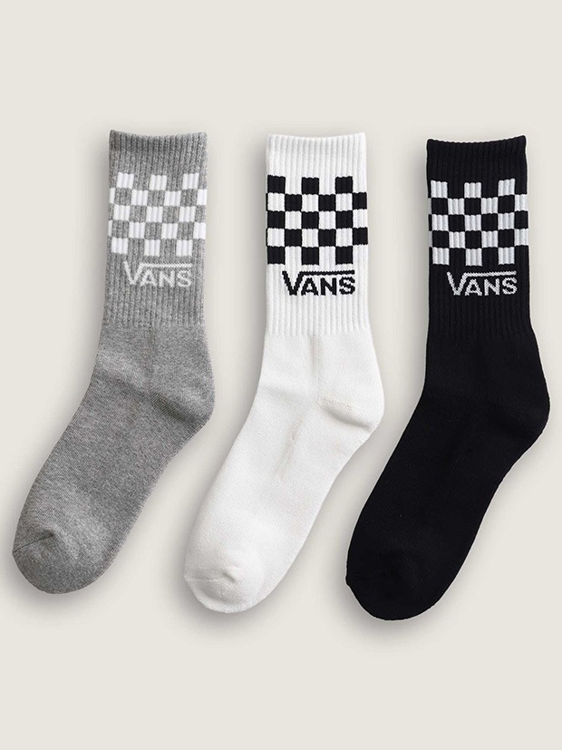 VANS CLASSIC CHECK CREW 3P SOX / BLACK/WHITE