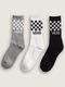 VANS CLASSIC CHECK CREW 3P SOX / BLACK/WHITE