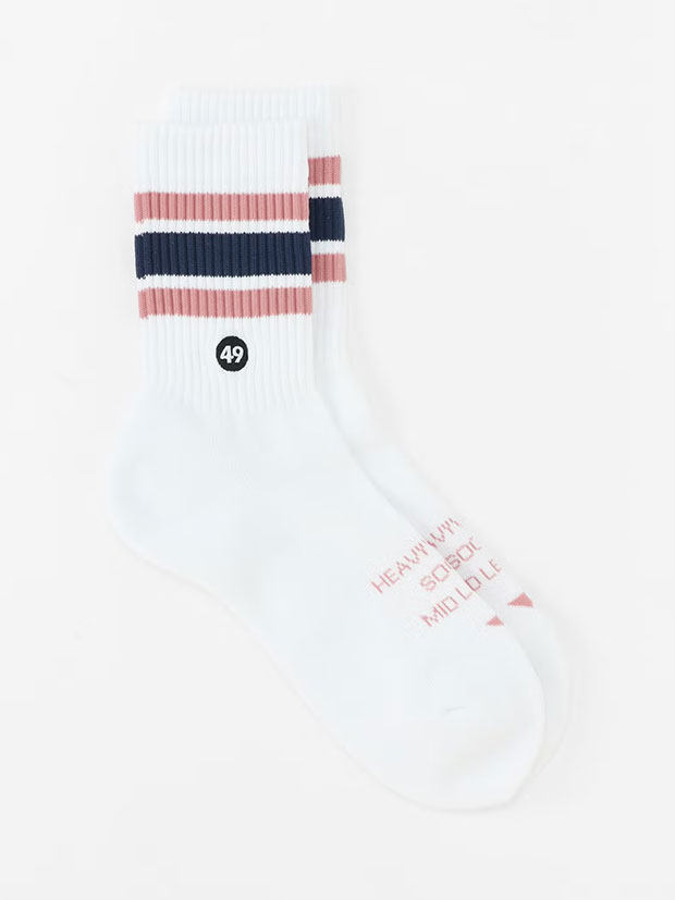 TFW49 MIDIUM LINE SOX / WHITE x PINK