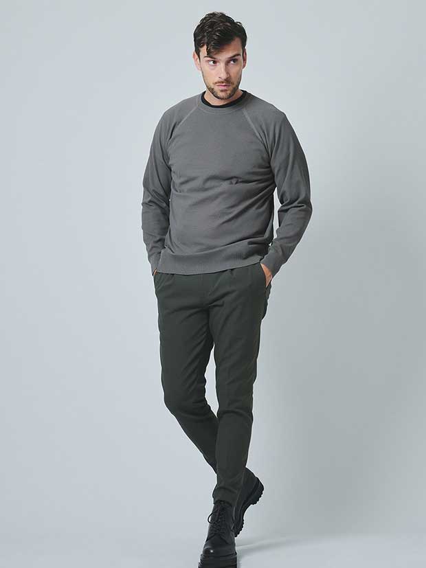 junhashimoto 14GG SEED STITCH CREWNECK / M.GREY