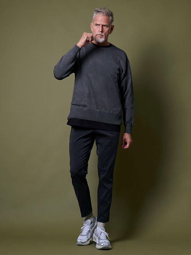 junhashimoto ZIP SLIT KNIT L/S / CHARCOAL