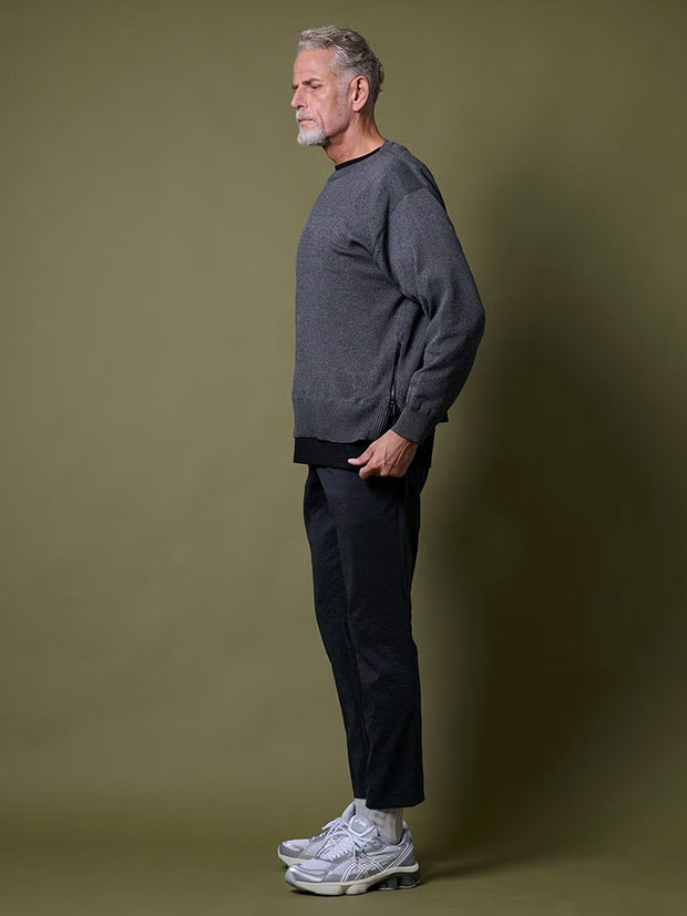 junhashimoto ZIP SLIT KNIT L/S / CHARCOAL