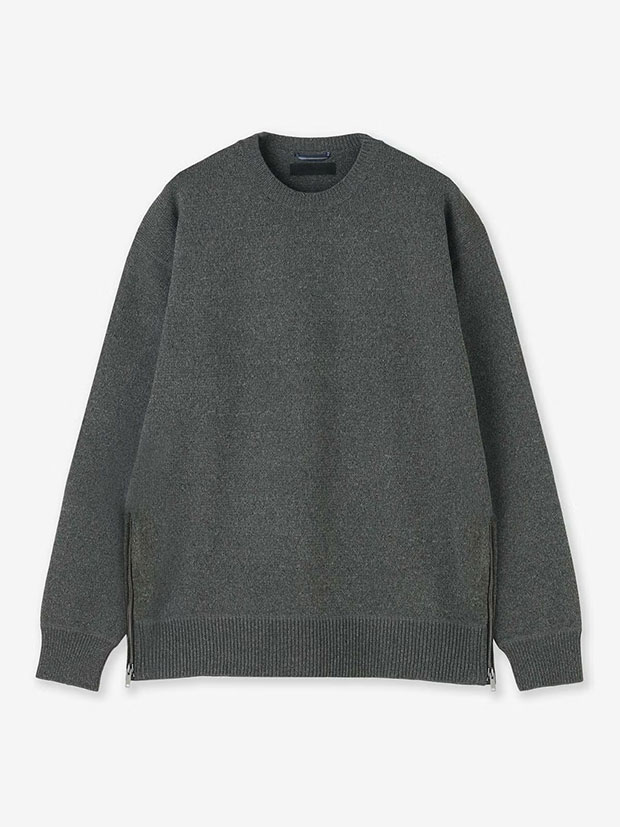 junhashimoto ZIP SLIT KNIT L/S / CHARCOAL