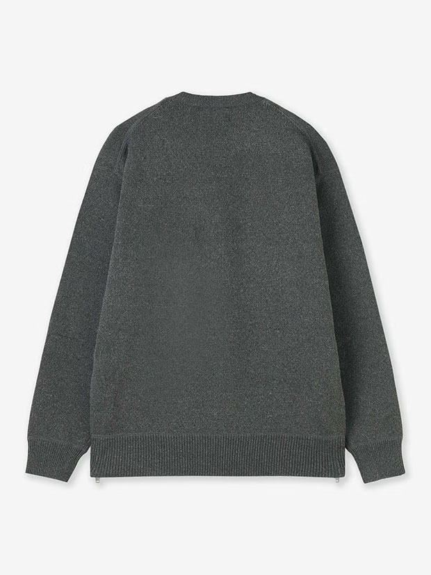 junhashimoto ZIP SLIT KNIT L/S / CHARCOAL
