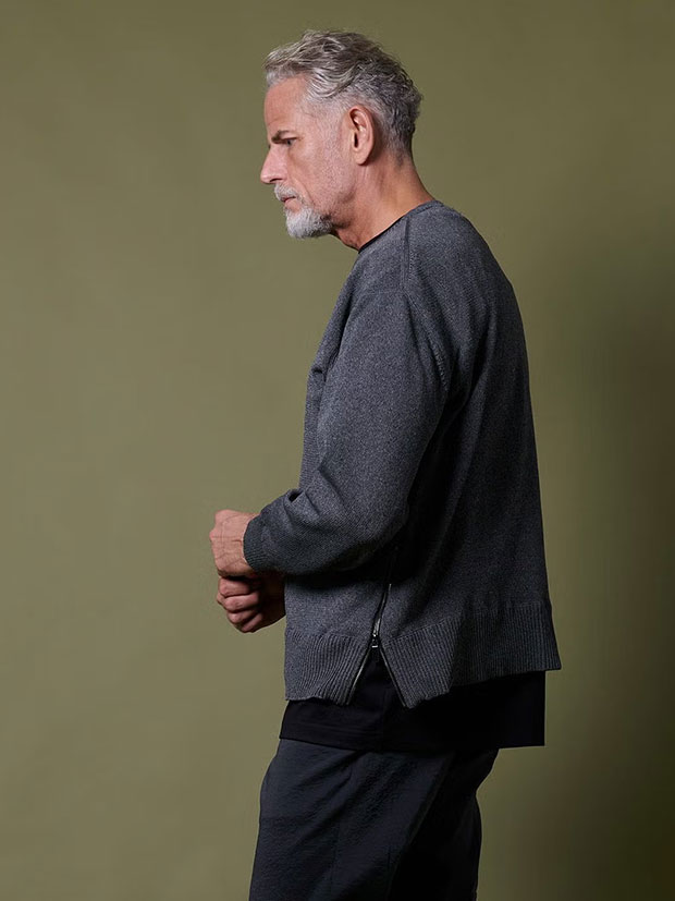 junhashimoto ZIP SLIT KNIT L/S / CHARCOAL