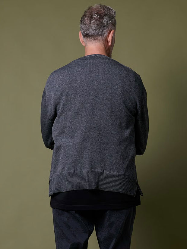 junhashimoto ZIP SLIT KNIT L/S / CHARCOAL